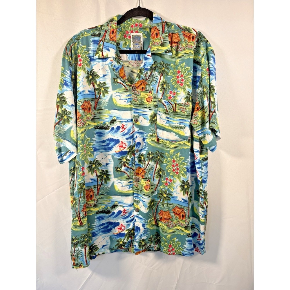 Ocean Current hawaiian shirt size L Rayon button‎ up